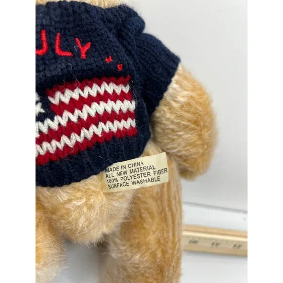 July Patriotic Teddy Bear Plush Toy With American Flag Sweater Stuffed Bear - Picture 2 of 3
